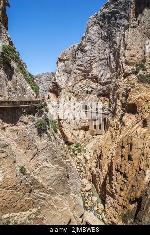 Fuß des El Caminito del Rey (Königspfad), Spanien Stockfoto