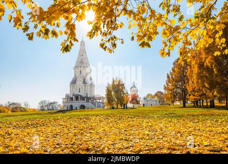 Wunderschöne Herbstlandschaft im Kolomenskoye Park Stockfoto