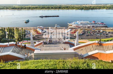 Chkalov Treppe und die Wolga Fluss, Nischni Nowgorod, Russland Stockfoto