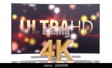 UltraHD Smart TV mit geschwungenem Bildschirm in Weiß Stockfoto