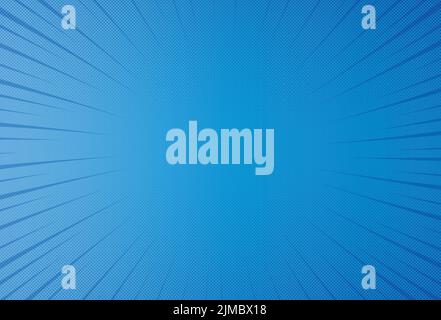 Blauer Retro Starburst Vektor Illustration Hintergrund. Comic Retro Radialtapete. Stock Vektor