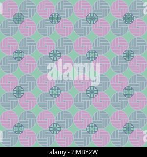 Traditionelle Koreanische Musterkollektion. Symbol Für Dünne Linien Vektor Illustrator. Umriss, Kreis und Sechseck. Stock Vektor