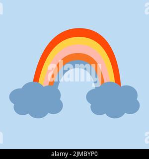 Raibow am Himmel mit Wolke. Retro-Farben. Stock Vektor