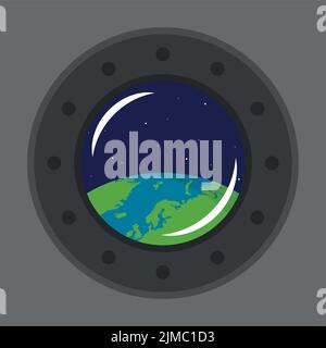 Bullauge mit Blick in den Weltraum auf der Erde Stock Vektor