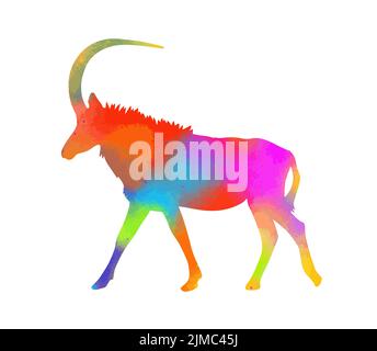 Steinbock ist das Zeichen des Tierkreises. Der Ziegenkopf. Ziegenhemd-Print. Gemischte Medien. Vektorgrafik Stock Vektor