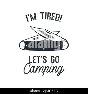 Camping-Poster mit Multi-Tool-Messer Stock Vektor