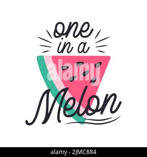 Vektorbild von Wassermelone und kalligraphischen Text auf weißem Hintergrund Stock Vektor