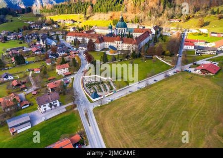 Luftaufnahme, Benediktinerkloster Ettal, Ettal, Oberammergau, Bayern, Deutschland Stockfoto