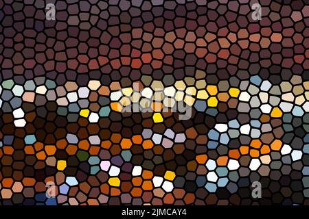 Abstrakte bunte Wabenhonig nahtlose Muster Hexagon Mosaik Hintergrund aus Stadtlicht Stockfoto