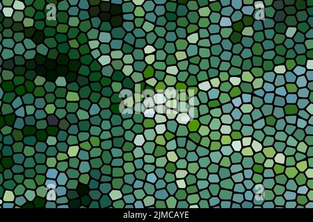 Abstrakte bunte Wabenhonig nahtlose Muster Hexagon Mosaik Hintergrund aus leuchtend grünen Blättern Stockfoto