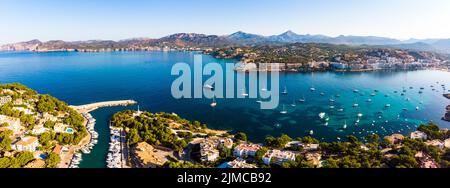 Luftbild, Flug nach Santa Ponca und zum Jachthafen, Mallorca, Spanien Stockfoto