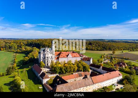 Luftbild Kloster Benediktion, Stift Neresheim, Neresheim, Baden-Württemberg, Deutschland Stockfoto