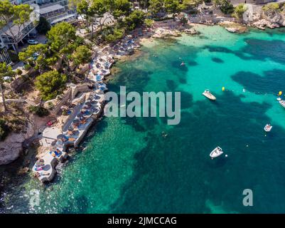 Luftbild, Spanien, Balearen, Mallorca, Region Peguera, Cala Fornells, Küste und Naturhar Stockfoto