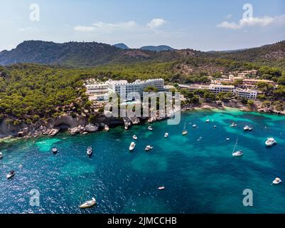 Cala Fornells, Küste und natürlicher Hafen, Peguera, Mallorca Spanien Stockfoto