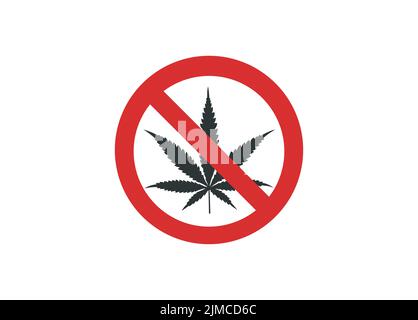 Isoliertes Symbol für das Verbot von Cannabis. Flacher Farbvektor. Stock Vektor