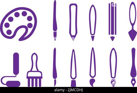 Zeichnungswerkzeug-Set, Werkzeugsatz zum Malen, Zeichnen Stock Vektor