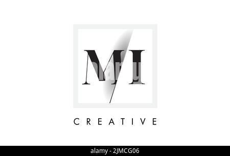 MI Letter Logo Design mit Creative Intersected und Cut Serif Font. Stock Vektor