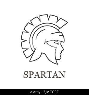 Symbol der spartanischen Helmlinie auf weißem Hintergrund. Bearbeitbare Kontur. Stock Vektor