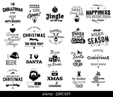 Set von Weihnachten Thema Sticker mit verschiedenen Texten und Bildern Stock Vektor