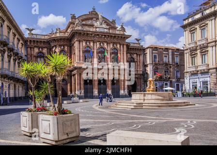 Teatro Massimo Bellini Opernhaus in der Altstadt, Catania, Ostküste, Sizilien, Italien Stockfoto