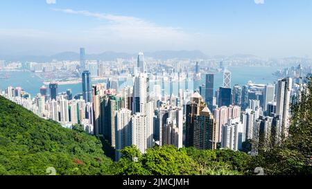 Hongkong - Blick auf den Victoria Peak mit Blick auf den Victoria Harbour