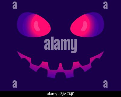Halloween gruseliges Gesicht mit leuchtenden Augen. Böse gruselige Augen in einen Kürbis geschnitzt. Halloween Jack O Laterne. Design für Grußkarte, Banner und Urlaub in Stock Vektor