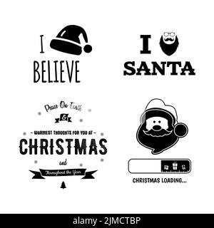 Vektor-Illustration mit verschiedenen Weihnachtsaufklebern vor weißem Hintergrund Stock Vektor