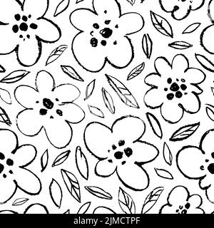Nahtlose Vektor-Blumenmuster mit Umriss Blume Stock Vektor