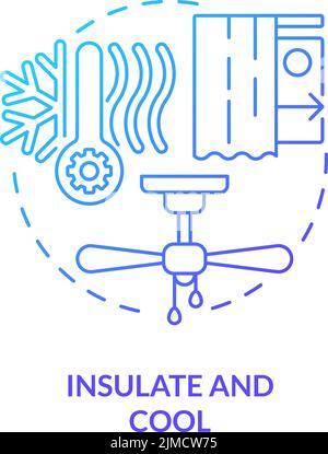 Symbol für das Konzept „Dämmen und kühlen blauen Farbverlauf“ Stock Vektor