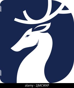 Kopf des Hirsch innen Buchstabe D Stock Vektor