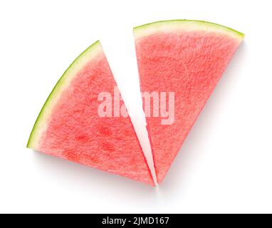 Geschnittene Wassermelone Isoliert Auf Weißem Hintergrund Stockfoto