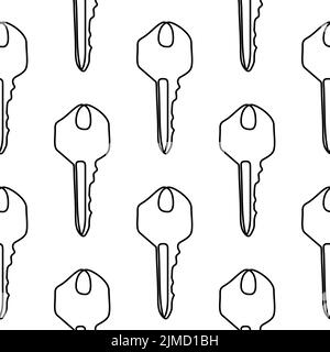 Tasten nahtloses Muster. Minimalistischer Hintergrund der fortlaufenden Linientaste. Vektor-Illustration für den Verkauf von Immobilien, Sicherheit Stock Vektor