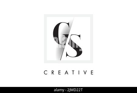 GS Letter Logo Design mit Creative Intersected und Cutted Serif Font. Stock Vektor