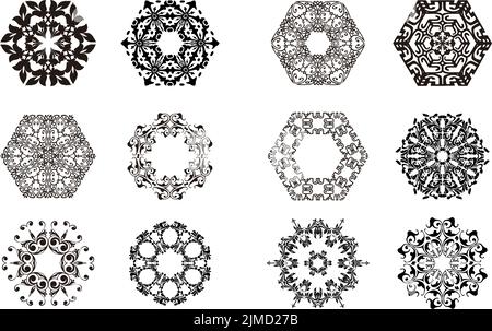 Polygon Form Mandala Ornament Set, Vektor transparent Hintergrund gut für eine Vielzahl von Design-Materialien, Hintergründe, Einladungen, Plakate, soziale Me Stock Vektor
