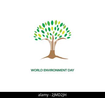 Eine Ikone eines Baumes beim Weltumwelttag Stock Vektor
