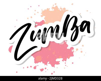 Zumba Dance Studio Text. Kalligraphie Wort Banner Design. Aerobe Fitness. Vektor-Handschriftendarstellung Stock Vektor