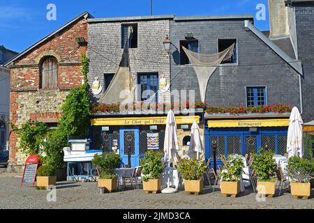 Restaurant Le Chat qui Peche in Honfleur / Frankreich Stockfoto