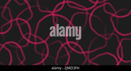 Abstrakt futuristischer minimalistischer geometrischer Hintergrund. Vektor leuchtend rosa Neonlinien Kreise auf dunklem Hintergrund. Exklusives Tapetendesign für Poster Stock Vektor