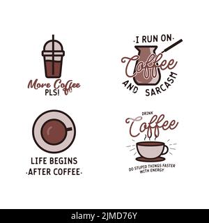 Vektorbanner mit verschiedenen Kaffee-Icons und Texten Stock Vektor