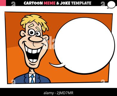 Cartoon-Illustration von Meme-Vorlage mit leeren Comic-Sprechballon und lustigen Kerl Stock Vektor