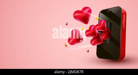 Smartphone mit „Gefällt mir“-Benachrichtigung. Social Media und Marketing Konzept. Vektorgrafik Stock Vektor