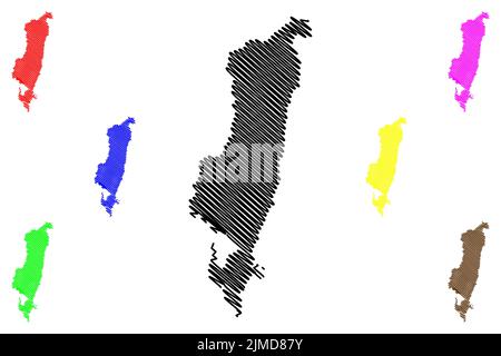 Tablas Insel (Asien, Republik der Philippinen, Romblon Inselgruppe oder Archipel) Karte Vektorgrafik, Skizze Tablas Karte Stock Vektor