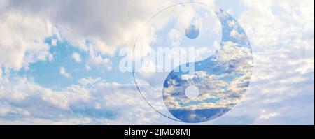 Yin, Yang, Medizin, chinesisch, tcm, Symbol, Zeichen, texturiertes Banner Stockfoto