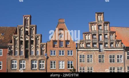 LÃ¼neburg - Gabel Häuser, alt neben neu, Deutschland Stockfoto