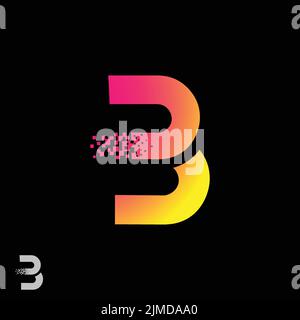 Ein Vektor des B-Buchstabens in Gelb und Rosa auf schwarzem Hintergrund Stock Vektor