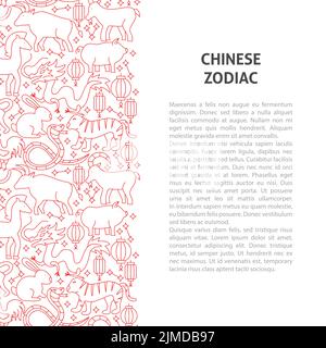 Chinesisches Sternzeichen Linienmuster Konzept Stock Vektor