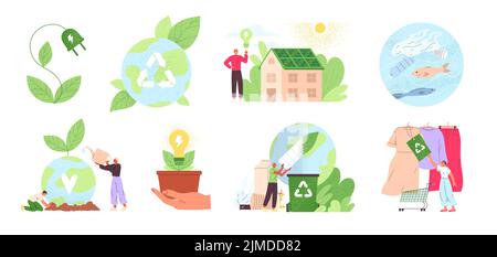 Umweltschutz. Abfallrecycling, Ökostrom. Stock Vektor