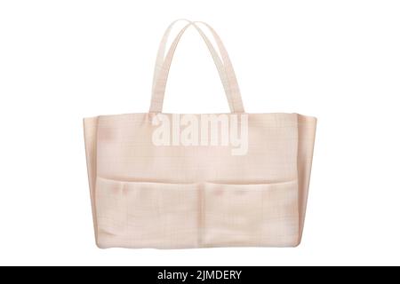 Leere Mockup von Leinwand-Tasche mit Stoff Textur isoliert vom Hintergrund. Umweltfreundlicher Shopper. Zero Waste-Darstellung. Vektorvorlage. Stoff Sh Stock Vektor