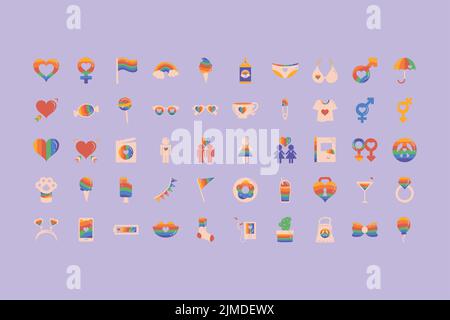 Fünfzehn lgtbi-Community-Symbole Stock Vektor