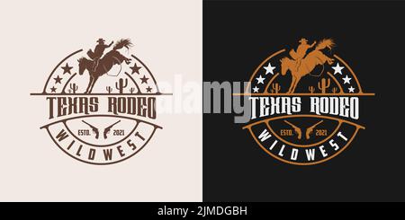 Ein Vektor aus zwei verschiedenen Varianten für ein Logo, das für eine Bar oder einen Pub im Western-Stil verwendet werden kann Stock Vektor